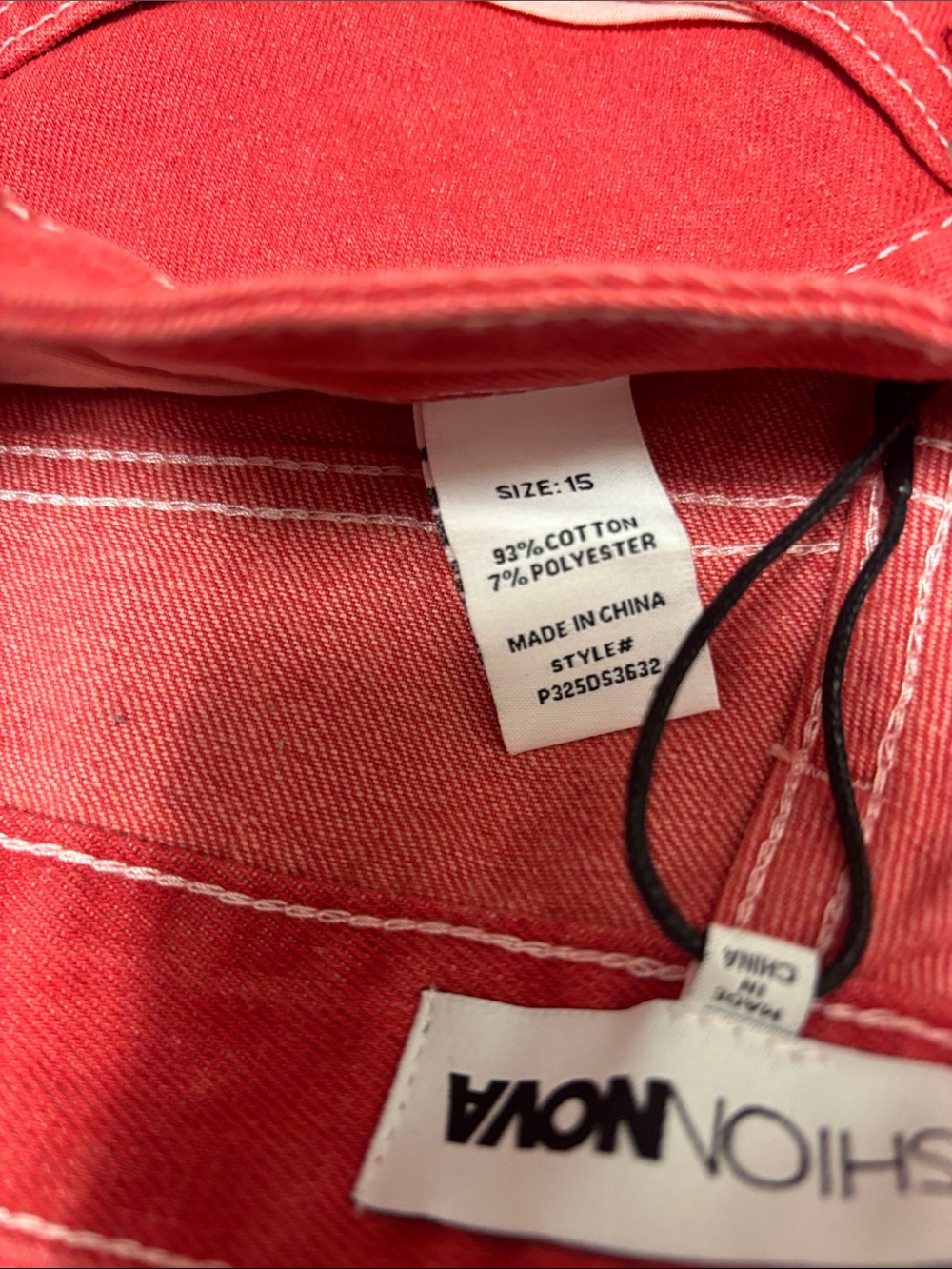 Fashion Nova red Denim Jorts  with Heart Patch - Picture 5 of 8